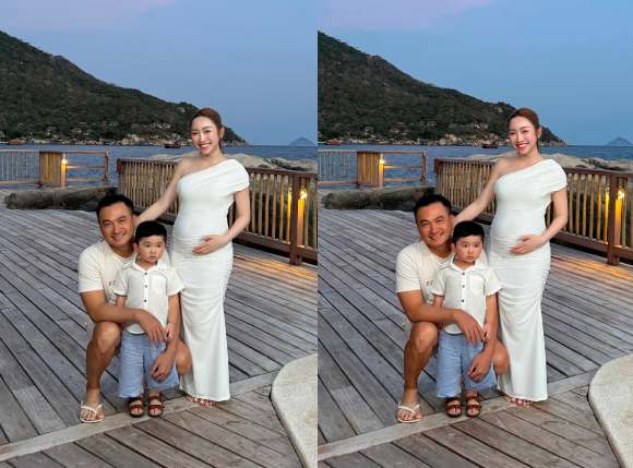 Chi Bảo cùng vợ bầu và con trai nghỉ dưỡng ở Nha Trang
